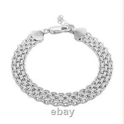 925 Sterling Silver Rhodium Plated Bracelet Jewelry Gift for Women Size 7.25