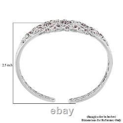 925 Sterling Silver Rhodolite Garnet Cuff Bangle Bracelet Jewelry Size 7 Ct 4.1