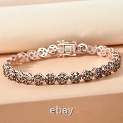 925 Sterling Silver Rose Gold Over White Diamond Tennis Bracelet Size 6.5 Ct 5