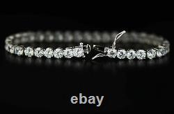 925 Sterling Silver Round Cut AAA CZ Tennis Bracelet with Rhodium 3mm