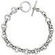 925 Sterling Silver Round Rolo Link Bracelet Toggle Clasp 9mm, 8 To 9 Long