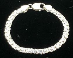 925 Sterling Silver Solid Byzantine Bracelet 7.5 6mm 16.5 grams
