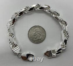 925 Sterling Silver Solid Handmade Rope Bracelet 9mm in 8, 9&10 Free Shipping