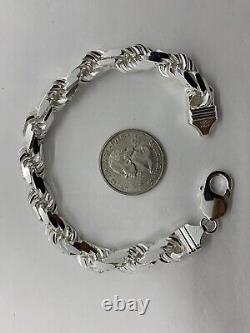 925 Sterling Silver Solid Handmade Rope Bracelet 9mm in 8, 9&10 Free Shipping