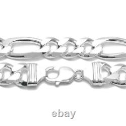 925 Sterling Silver Solid Heavy Figaro Chain Necklace-All Widths & Lengths-Italy