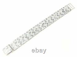 925 Sterling Silver Solid Nugget Bracelet Adjustable 7 21.5mm 44 grams