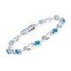 925 Sterling Silver Swiss Blue Topaz And Diamond Greek Vine Tennis Bracelet For