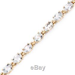 925 Sterling Silver Tennis Bracelet 8.8 ct White Aquamarine Gemstone 7.50 inches