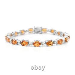 925 Sterling Silver Tennis Bracelet Citrine Cubic Zirconia Ct 13.1