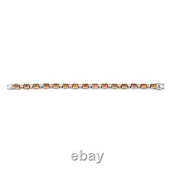 925 Sterling Silver Tennis Bracelet Citrine Cubic Zirconia Ct 13.1