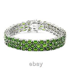 925 Sterling Silver Tennis Bracelet Diopside Platinum Over Ct 73.4