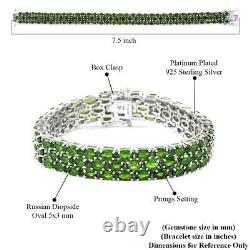 925 Sterling Silver Tennis Bracelet Diopside Platinum Over Ct 73.4