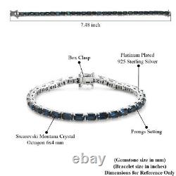 925 Sterling Silver Tennis Bracelet Made with Montana Crystal Gifts Size 7.25