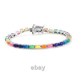 925 Sterling Silver Tennis Bracelet Platinum Over Opal Gifts Ct 5.6