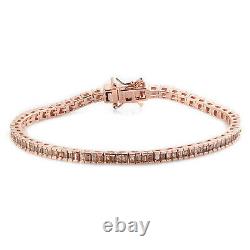 925 Sterling Silver Tennis Bracelet Rose Gold Over Diamond Size 7.25 Ct 2 Gifts
