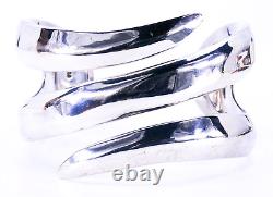 925 Sterling Silver Triple Bypass 5.5 Wide Cuff Bracelet 51 Grams Gorgeous