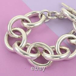 925 Sterling Silver Tubular Link Bracelet Jewelry Gift for Women Size 10