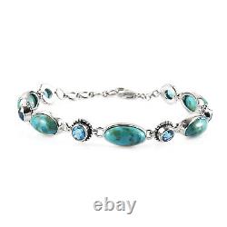 925 Sterling Silver Turquoise Bracelet Platinum Over Rainbow Jewelry Ct 17.1