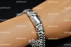 925 Sterling Silver Unique curb bracelet handmade in Bali 8.5 inch 86.2 grams