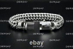 925 Sterling Silver Unique curb bracelet handmade in Bali 8.5 inch 86.2 grams