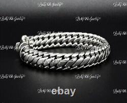 925 Sterling Silver Unique curb bracelet handmade in Bali 8.5 inch 86.2 grams