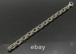 925 Sterling Silver Vintage Oxidized Spiked Oval Link Chain Bracelet BT8011