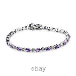 925 Sterling Silver Women Blue Cubic Zircon Mothers Day Bracelet Size 7 Ct 6.7