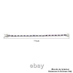 925 Sterling Silver Women Blue Cubic Zircon Mothers Day Bracelet Size 7 Ct 6.7