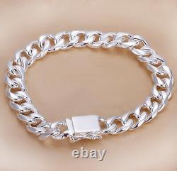 925 Sterling Silver Women's Bracelet 8mm Cuban Curb Link Chain wGiftPkg D454F