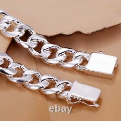 925 Sterling Silver Women's Bracelet 8mm Cuban Curb Link Chain wGiftPkg D454F