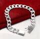 925 Sterling Silver Womens Stylish Wide 10mm Bold Chain Link Bracelet D481