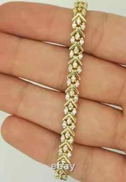 925 Yellow Sterling Silver 12 Ct Round Cut Simulated Diamond Tennis Bracelet