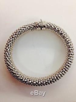 925 sterling silver ITALIAN popcorn mesh domed bangle bracelet 14 gr 8mm 7.25