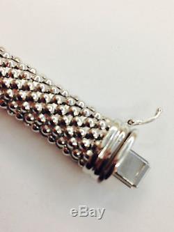 925 sterling silver ITALIAN popcorn mesh domed bangle bracelet 24.1gr 13mm 7.5