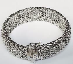 925 sterling silver ITALIAN popcorn mesh domed bangle bracelet 34 gr 18MM 7.5