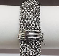 925 sterling silver ITALIAN popcorn mesh domed bangle bracelet 34 gr 18MM 7.5