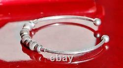 925 sterling silver bracelet Italian 6.0 silver bead cuff bangle handmade 6.4gr