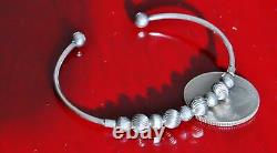 925 sterling silver bracelet Italian 6.0 silver bead cuff bangle handmade 6.4gr
