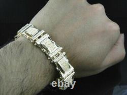 9Ct Certified Real Moissante Tennis Line Bracelet Real Yellow Gold Silver