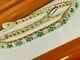 9ct Round Emerald & White Diamond 14k Yellow Gold Plated Tennis Bracelet 7 Inch