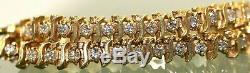 9.00 ct. Diamond Cluster Wide S-Tennis Line Bracelet In 14K Yellow Gold Over 7