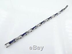 9.10 Carat Princess Diamond & Sapphire Tennis 925 Silver Channel Set Bracelet 8