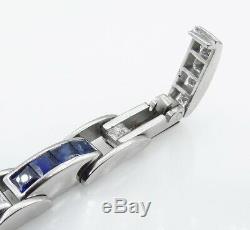 9.10 Carat Princess Diamond & Sapphire Tennis 925 Silver Channel Set Bracelet 8