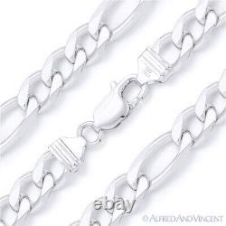 9.1mm Figaro Figaroa Link Italian Chain Bracelet Solid Italy 925 Sterling Silver