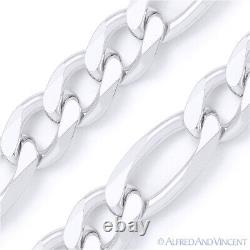 9.1mm Figaro Figaroa Link Italian Chain Bracelet Solid Italy 925 Sterling Silver