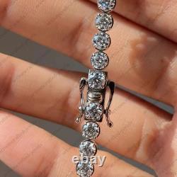 9.45 TCW Round Cut Moissanite Sparkle Tennis Bracelet In 14k White Gold Plated