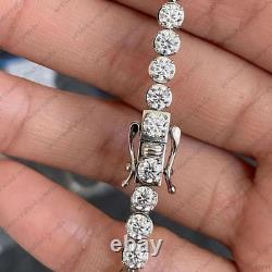 9.45 TCW Round Cut Moissanite Sparkle Tennis Bracelet In 14k White Gold Plated