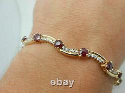 9 CT Round Cut Simulated Diamond Red Ruby Tennis Bracelet 925 Silver