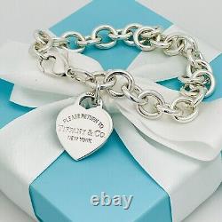 9 Large Please Return to Tiffany & Co Heart Tag Silver Charm Bracelet