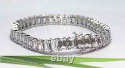 AAA+Emerald Cut Cubic Zirconia Tennis Bracelet 925 Sterling Silver Wedding Gift
